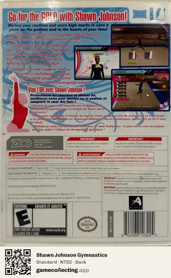 Shawn Johnson Gymnastics Nintendo Wii, NTSC box back