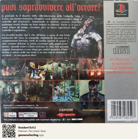Resident Evil 2 PlayStation, Italy box back