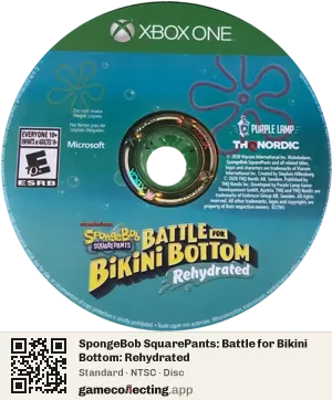 SpongeBob SquarePants: Battle for Bikini Bottom: Rehydrated Xbox One, NTSC disc