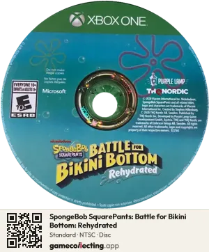 SpongeBob SquarePants: Battle for Bikini Bottom: Rehydrated Xbox One, NTSC disc