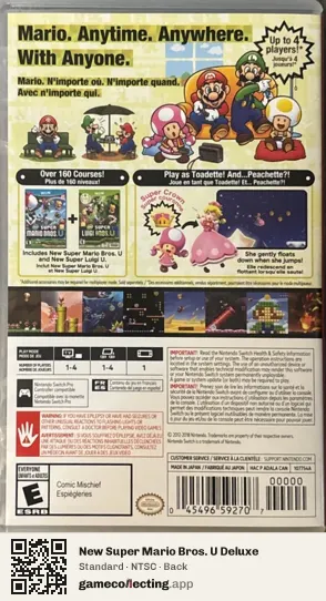 New Super Mario Bros. U Deluxe Nintendo Switch, NTSC box back
