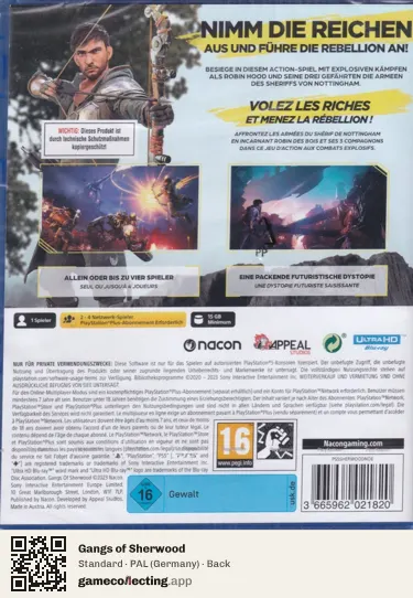 Gangs of Sherwood PlayStation 5, Germany box back