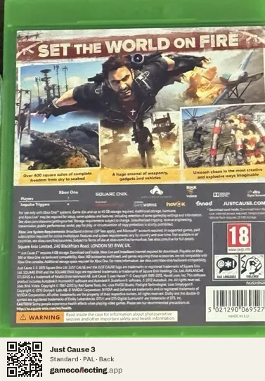 Just Cause 3 Xbox One, PAL box back