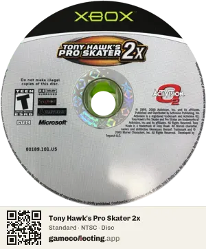 Tony Hawk's Pro Skater 2x Xbox, NTSC disc