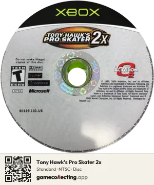 Tony Hawk's Pro Skater 2x Xbox, NTSC disc