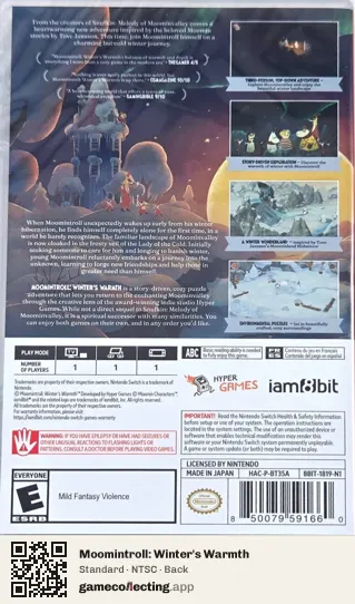 Moomintroll: Winter's Warmth Nintendo Switch, NTSC box back