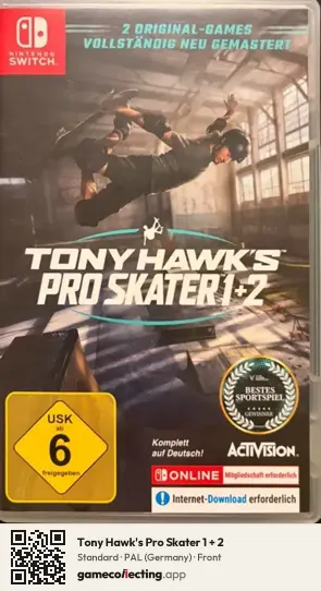 Tony Hawk's Pro Skater 1 + 2 Nintendo Switch, Germany box front