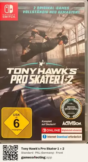 Tony Hawk's Pro Skater 1 + 2 Nintendo Switch, Germany box front