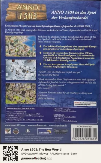 Anno 1503: The New World Computer, Germany box back