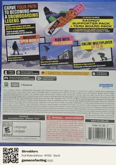 Shredders PlayStation 5, NTSC box back
