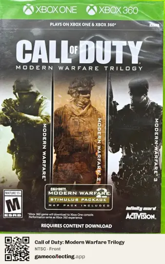 Call of Duty: Modern Warfare Trilogy Xbox 360, NTSC box front
