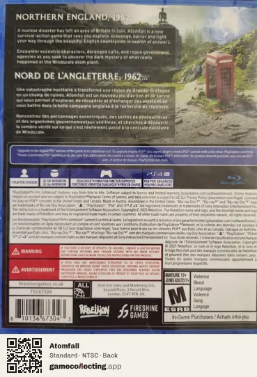 Atomfall PlayStation 4, NTSC box back