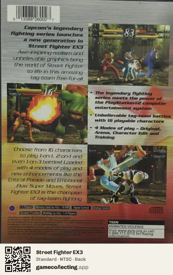 Street Fighter EX3 PlayStation 2, NTSC box back