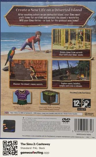The Sims 2: Castaway PlayStation 2, PAL box back