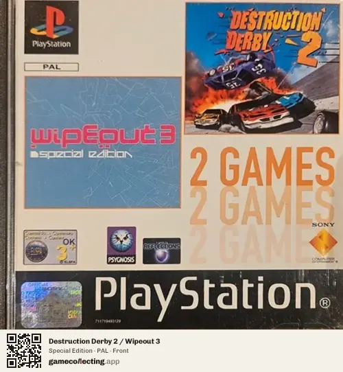 Destruction Derby 2 / Wipeout 3 PlayStation, PAL box front
