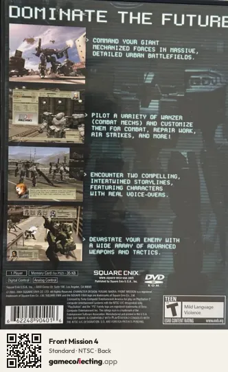 Front Mission 4 PlayStation 2, NTSC box back