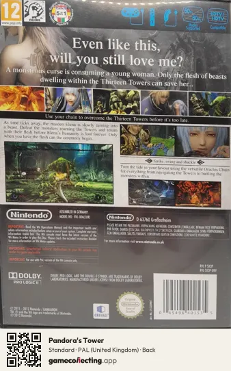 Pandora's Tower Nintendo Wii, United Kingdom box back