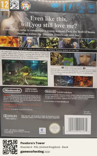 Pandora's Tower Nintendo Wii, United Kingdom box back