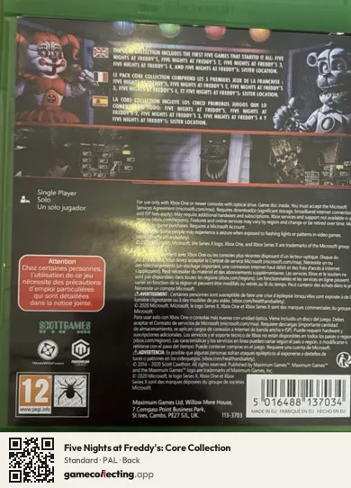 Five Nights at Freddy's: Core Collection Xbox One, PAL box back
