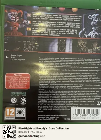 Five Nights at Freddy's: Core Collection Xbox One, PAL box back