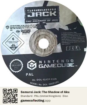 Samurai Jack: The Shadow of Aku Nintendo GameCube, PAL disc