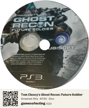 Tom Clancy's Ghost Recon: Future Soldier PlayStation 3, NTSC disc