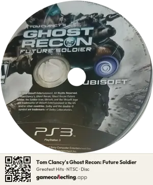 Tom Clancy's Ghost Recon: Future Soldier PlayStation 3, NTSC disc