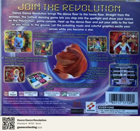 Dance Dance Revolution PlayStation, NTSC box back