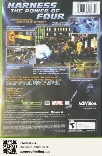 Fantastic 4 Xbox, NTSC box back