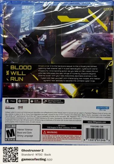 Ghostrunner 2 PlayStation 5, NTSC box back