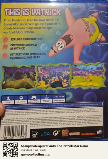 SpongeBob SquarePants: The Patrick Star Game PlayStation 4, PAL box back