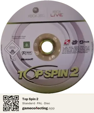 Top Spin 2 Xbox 360, PAL disc