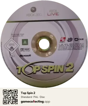 Top Spin 2 Xbox 360, PAL disc