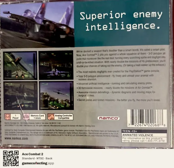Ace Combat 2 PlayStation, NTSC box back
