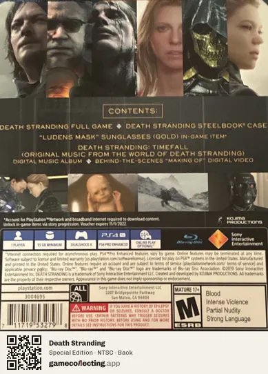 Death Stranding PlayStation 4, NTSC box back