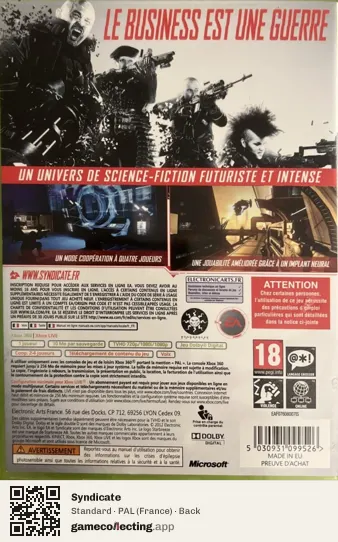 Syndicate Xbox 360, France box back