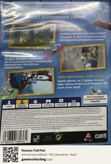 Human: Fall Flat PlayStation 4, Germany box back