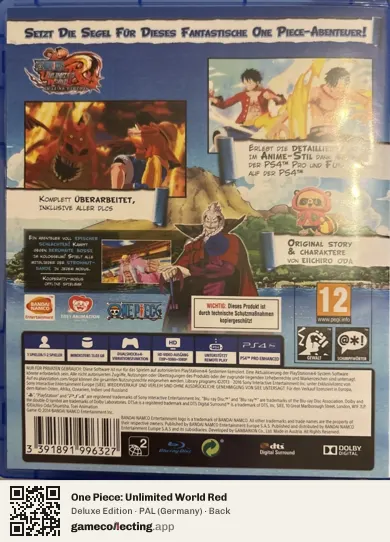 One Piece: Unlimited World Red PlayStation 4, Germany box back