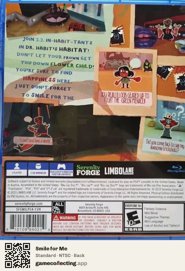 Smile for Me PlayStation 4, NTSC box back