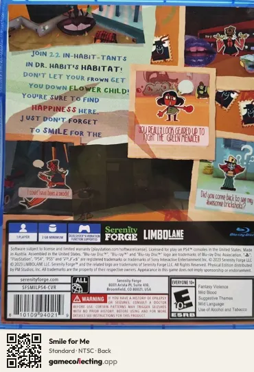 Smile for Me PlayStation 4, NTSC box back