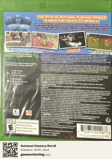 Katamari Damacy Reroll Xbox One, NTSC box back