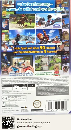 Go Vacation Nintendo Switch, Germany box back