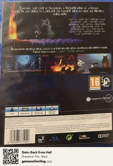 Slain: Back from Hell PlayStation 4, PAL box back