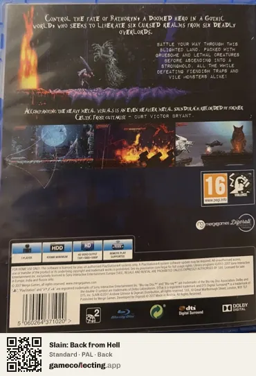Slain: Back from Hell PlayStation 4, PAL box back