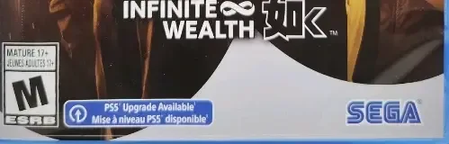 Like a Dragon: Infinite Wealth, the ESRB box on its front