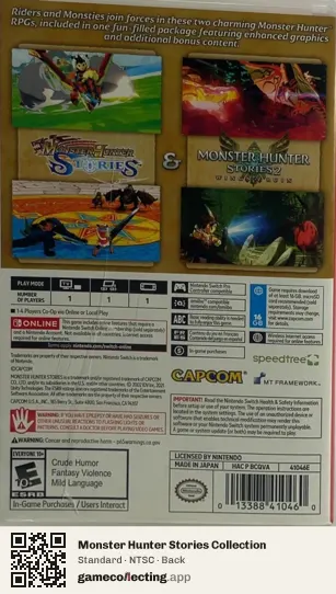 Monster Hunter Stories Collection Nintendo Switch, NTSC box back