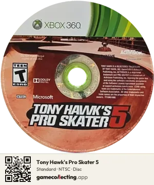 Tony Hawk's Pro Skater 5 Xbox 360, NTSC disc