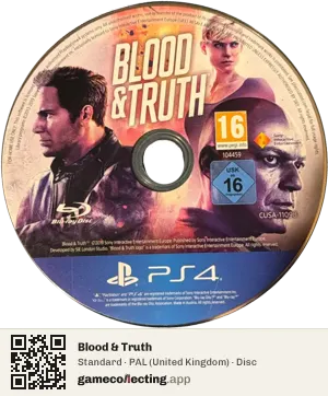 Blood & Truth PlayStation 4, PAL disc