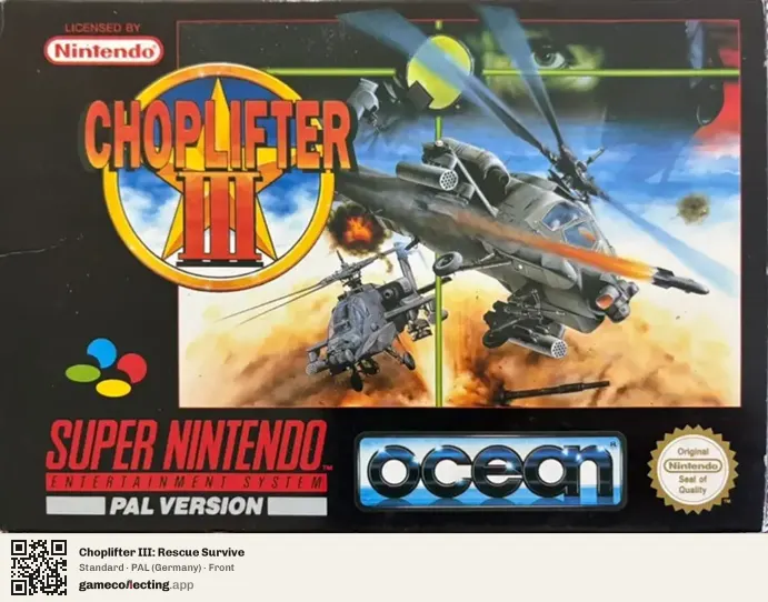 Choplifter III: Rescue Survive Super Nintendo Entertainment System, Germany box front