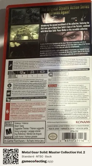 Metal Gear Solid: Master Collection Vol. 2 Nintendo Switch 2, NTSC box back